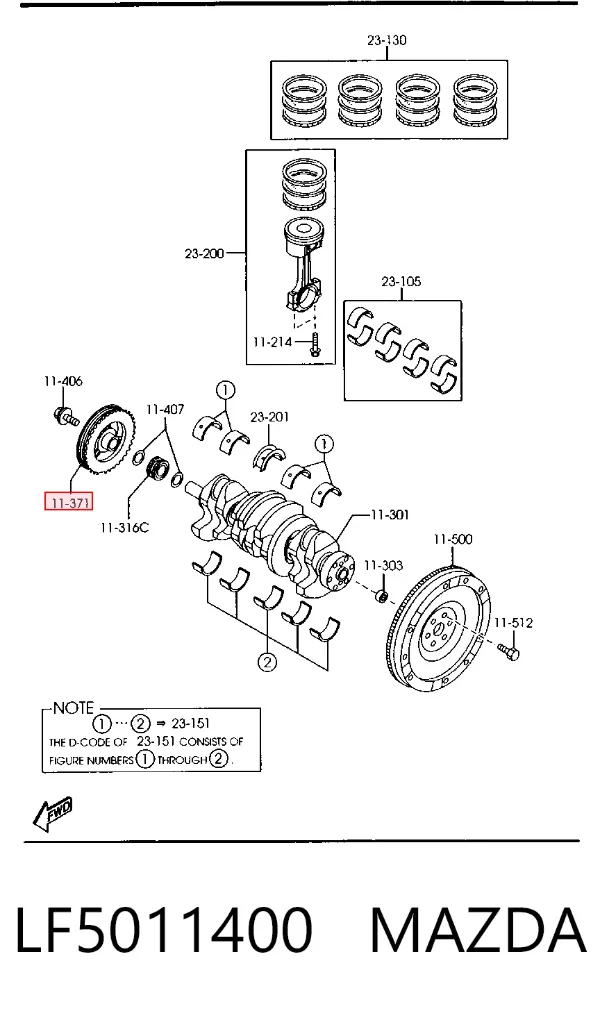 Polea de cigüeñal LF5011400 Mazda