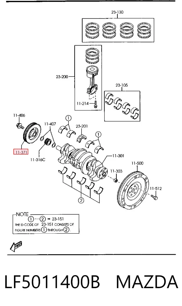 Polea de cigüeñal LF5011400B Mazda