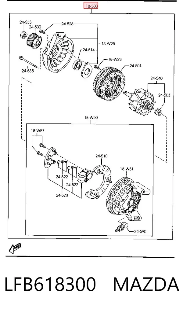 Alternador LFB618300 Mazda