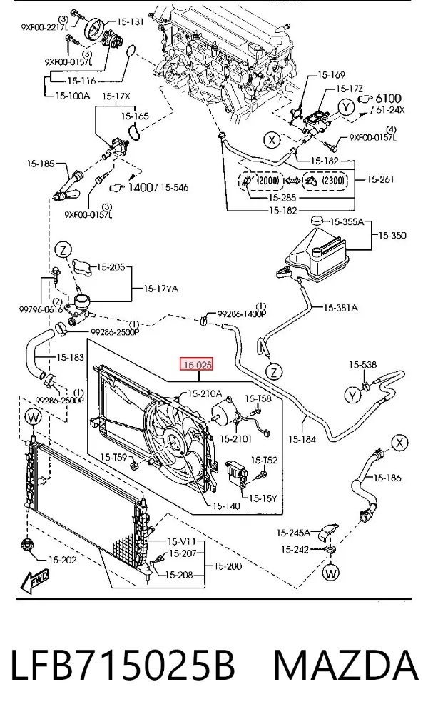 Ventilador del motor LFB715025B Mazda