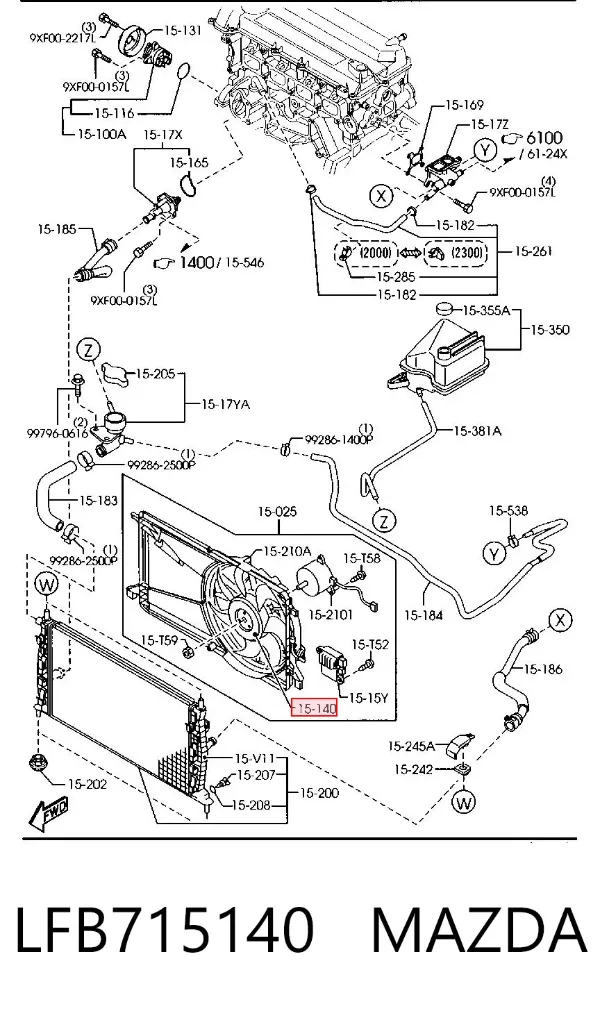 Motor ventilador del radiador LFB715140 Mazda