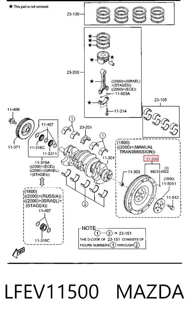 Volante motor LFEV11500 Mazda