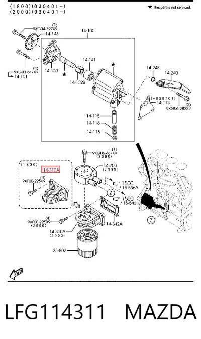 Soporte del filtro de aceite MAZDA LFG114311