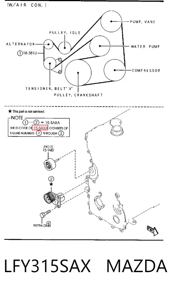 Tensor de correa poli V LFY315SAX Mazda