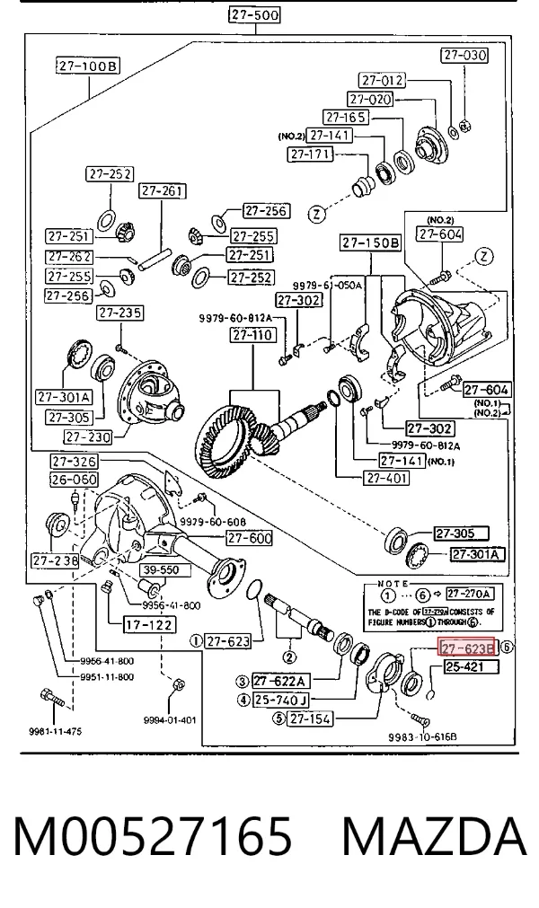 Retén del semieje delantero izquierdo M00527165 Mazda