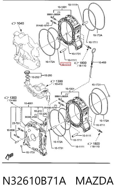 Junta de tapa frontal del motor MAZDA N32610B71A