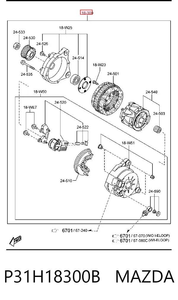 Alternador P31H18300B Mazda