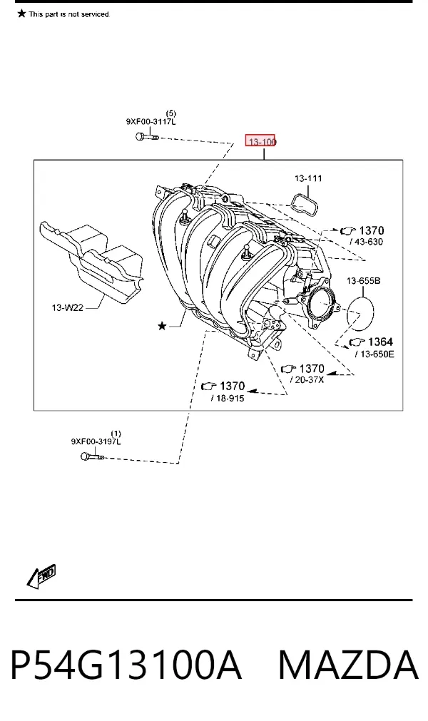 Colector de admisión P54G13100A Mazda