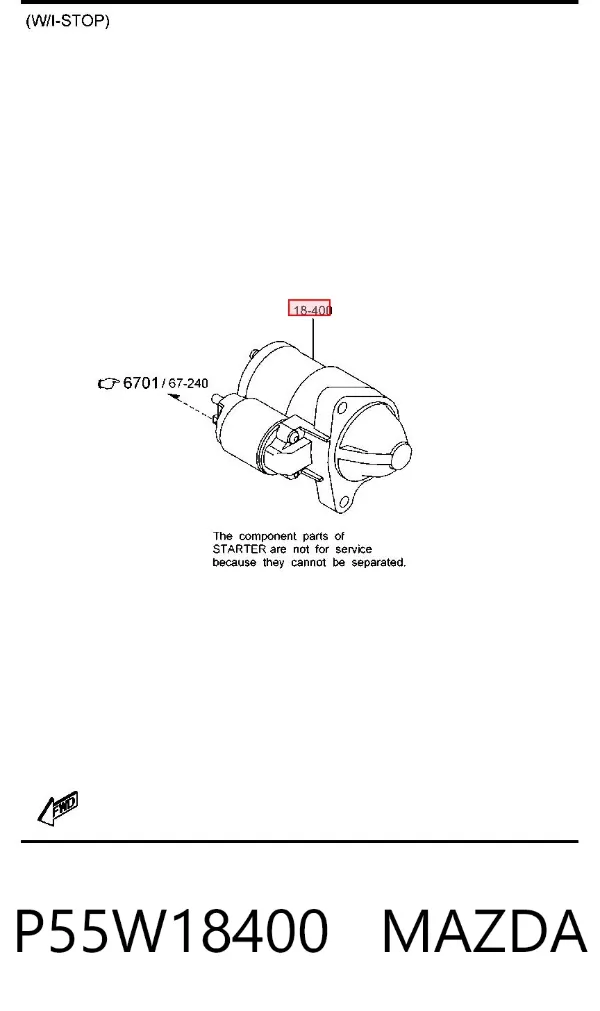 Motor de arranque P55W18400 Mazda