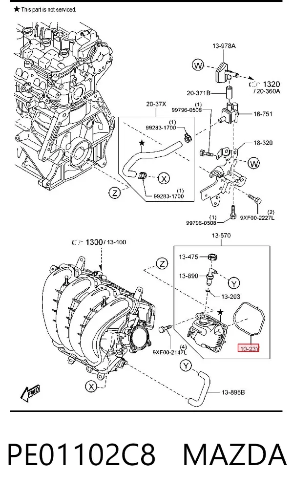 Junta de válvula de ventilación del cárter PE01102C8 Mazda