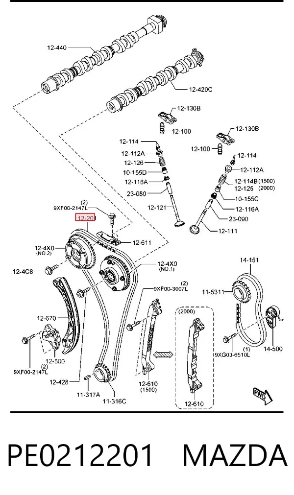 Cadena de distribución PE0212201 Mazda