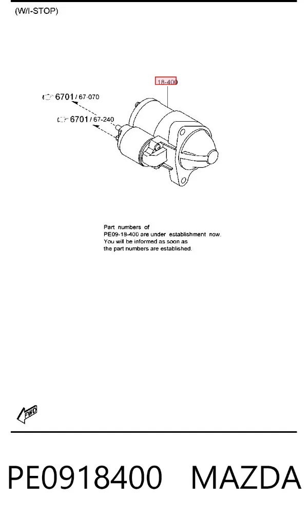 Motor de arranque PE0918400 Mazda