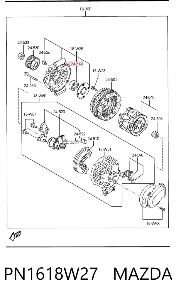 Rodamiento alternador PN1618W27 Mazda