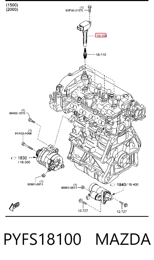 Bobina PYFS18100 Mazda