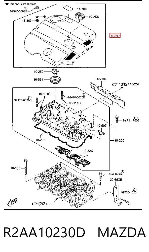 Tapa motor R2AA10230D Mazda