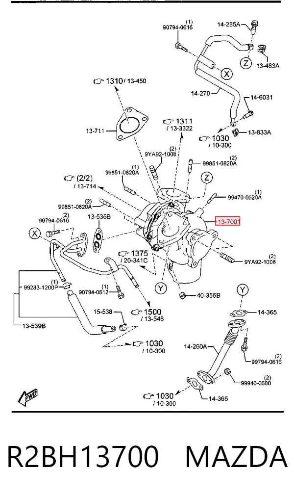 Turbocompresor R2BH13700 Mazda