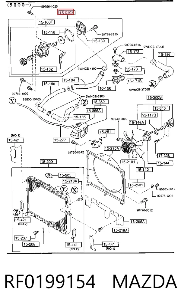 Bomba de agua RF0199154 Mazda