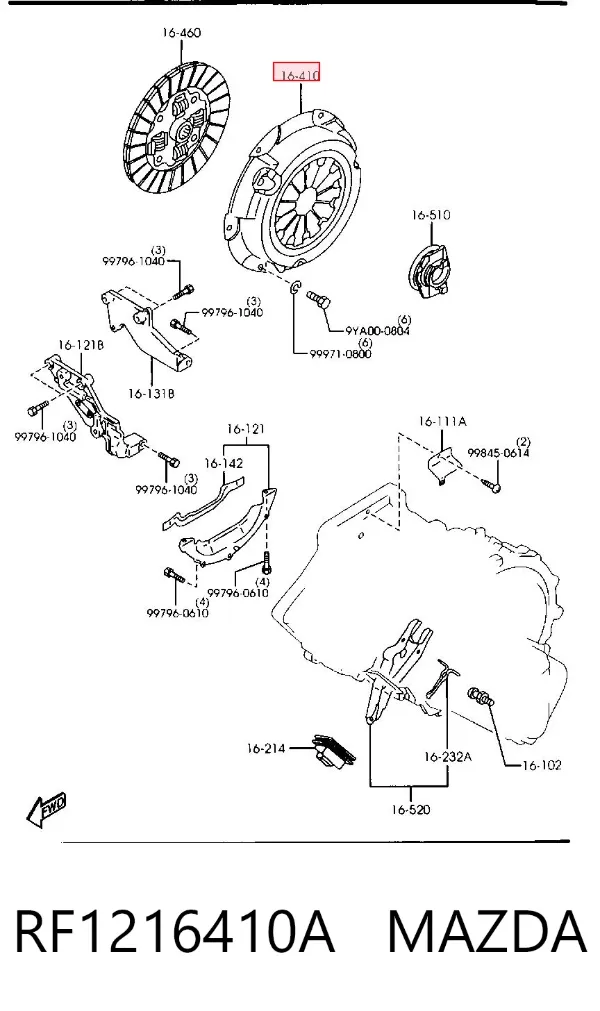 Plato de presión de embrague RF1216410A Mazda