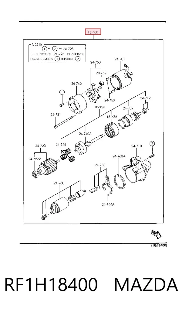 Motor de arranque RF1H18400 Mazda