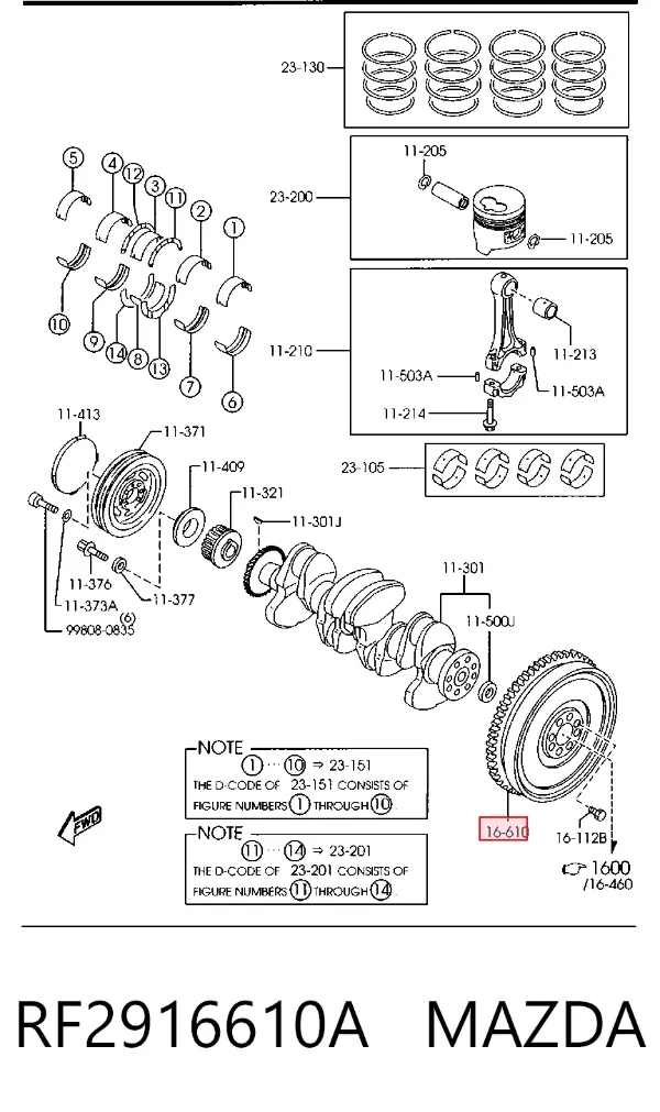 Volante motor RF2916610A Mazda