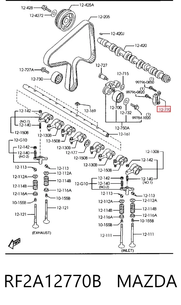 Tensor, correa de distribucion RF2A12770B Mazda