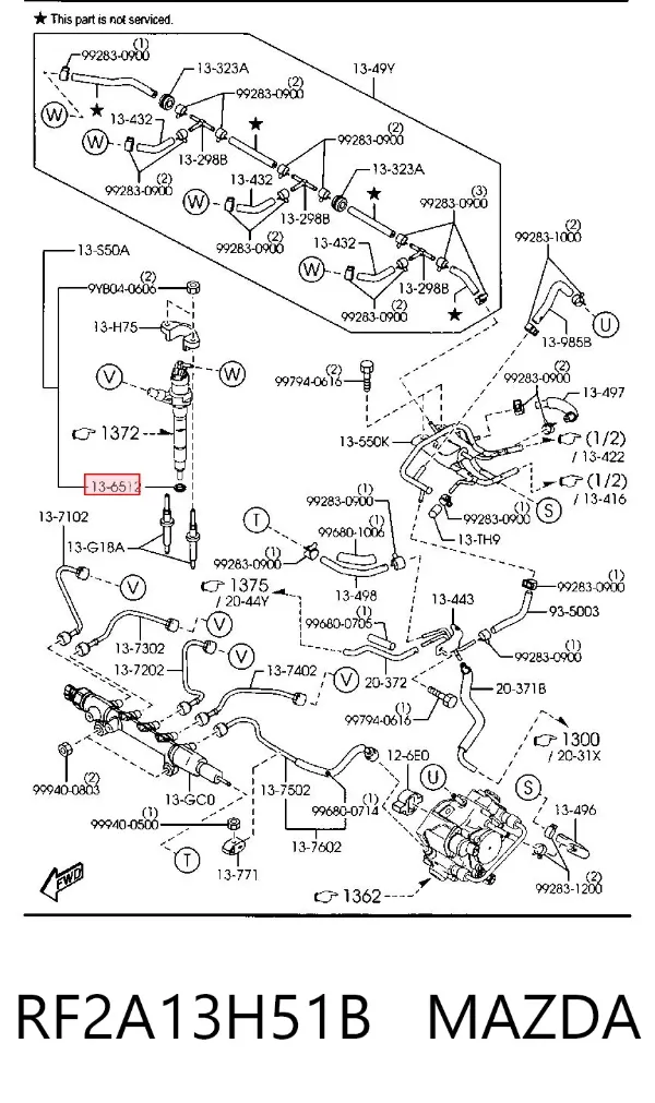 Junta de inyectores RF2A13H51B Mazda