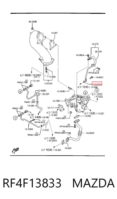 Anillo de sellado de la tubería de combustible MAZDA RF4F13833