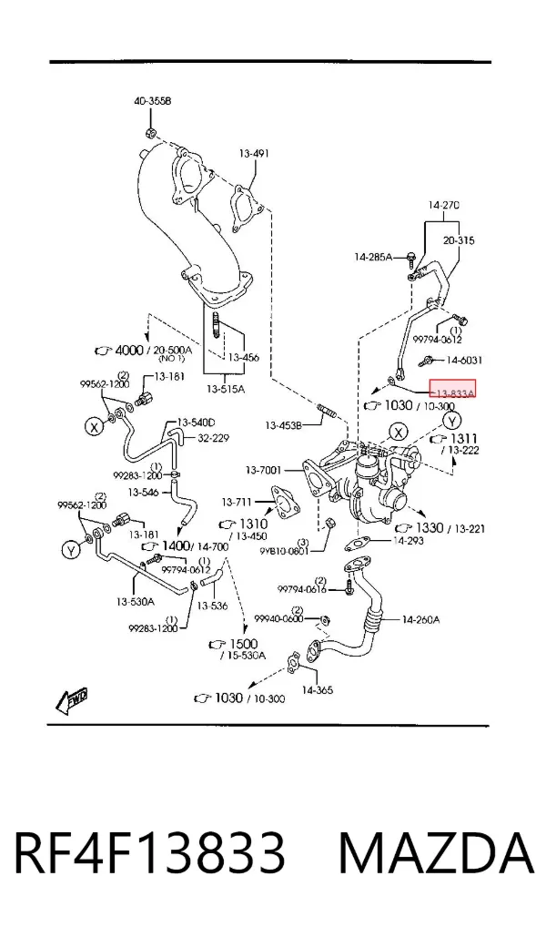Anillo de sellado de la tubería de combustible RF4F13833 Mazda