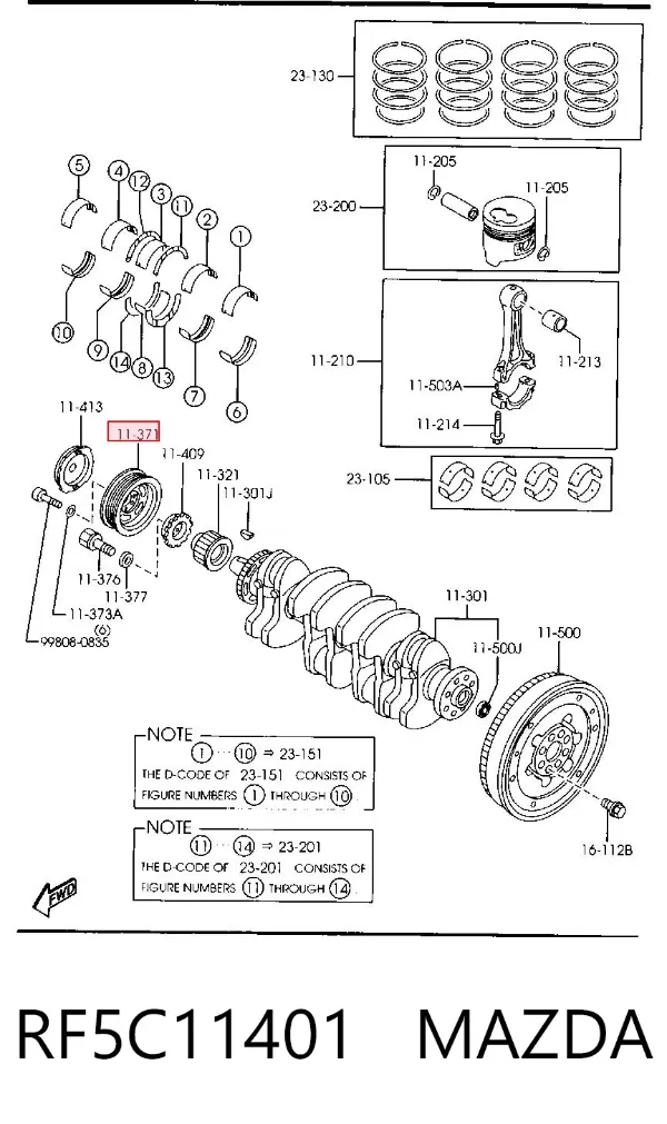 Polea de cigüeñal RF5C11401 Mazda
