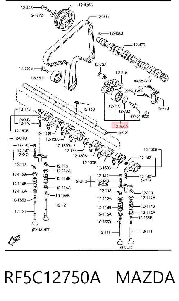 Palanca del tensor de la correa de transmisión RF5C12750A Mazda