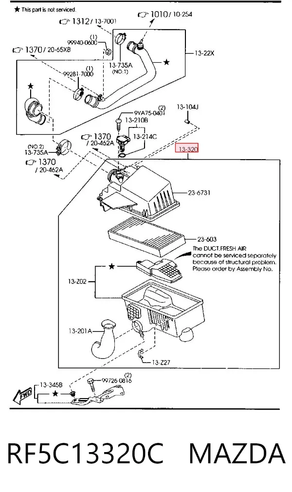 Caja del filtro de aire RF5C13320C Mazda