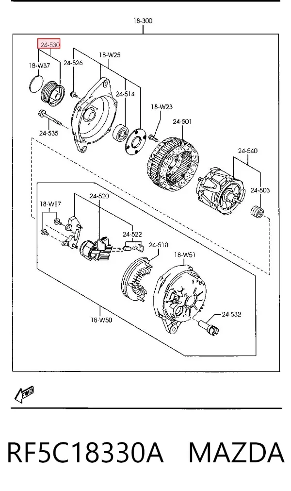 Polea alternador RF5C18330A Mazda