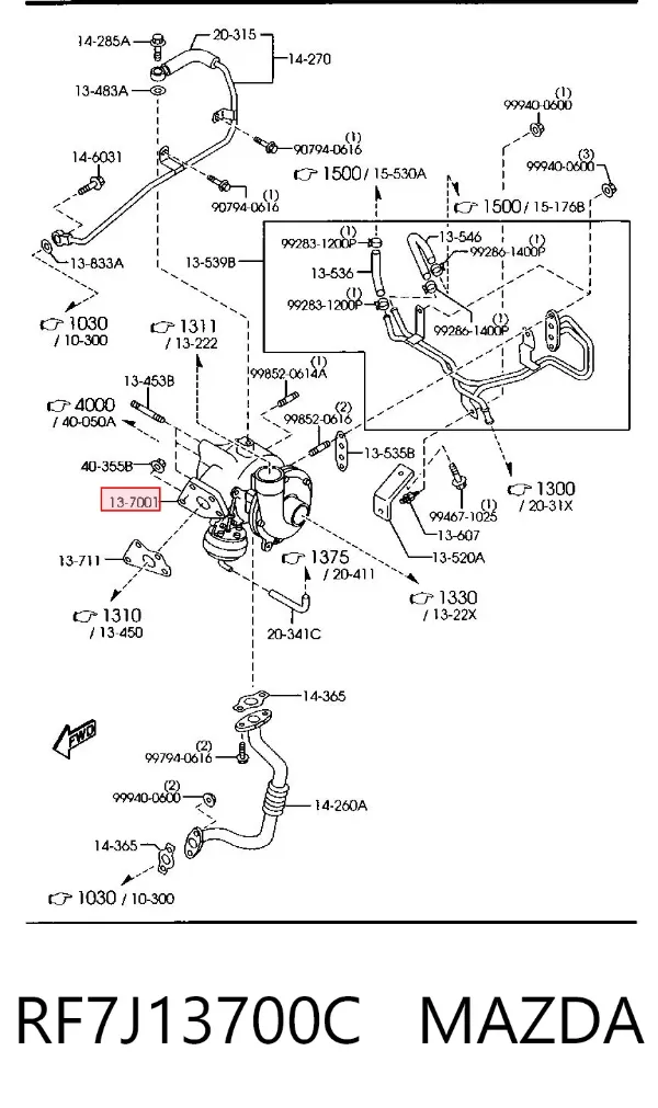 Turbocompresor RF7J13700C Mazda