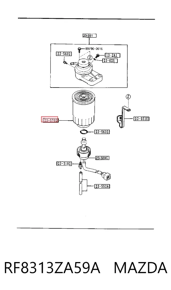 Filtro de combustible RF8313ZA59A Mazda