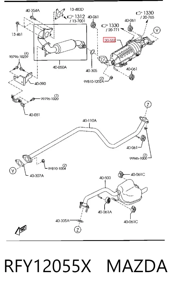 Catalizador RFY12055X Mazda