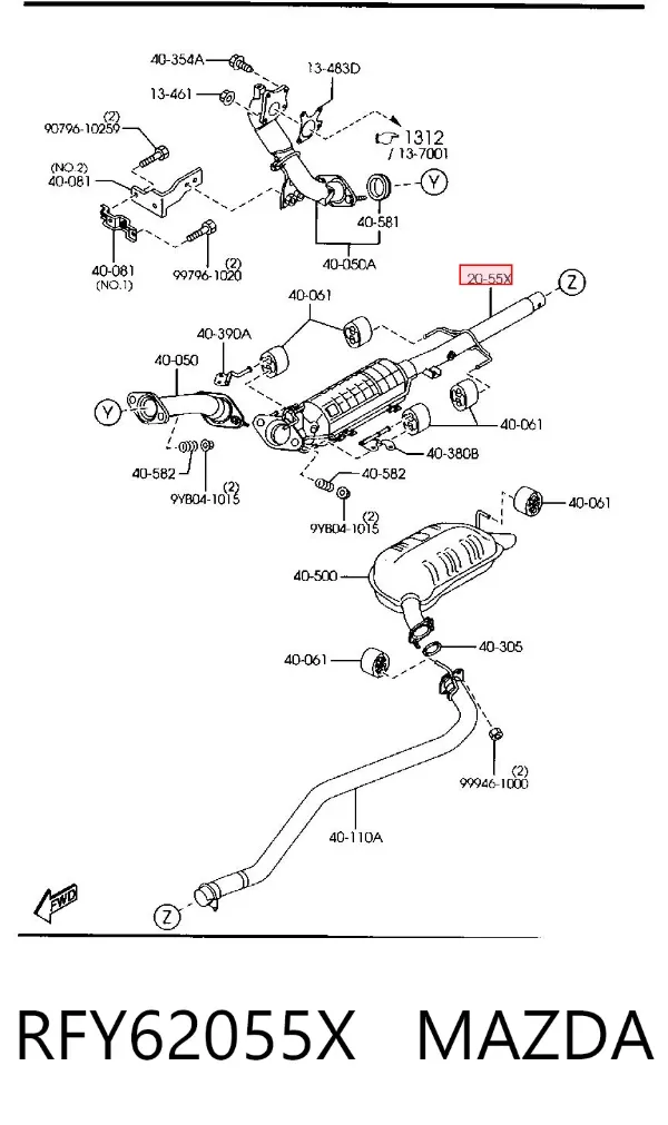 Catalizador RFY62055X Mazda