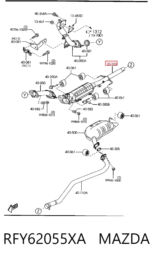 Catalizador RFY62055XA Mazda