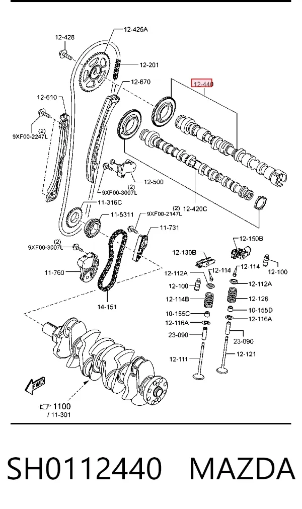 Árboles de levas SH0112440 Mazda