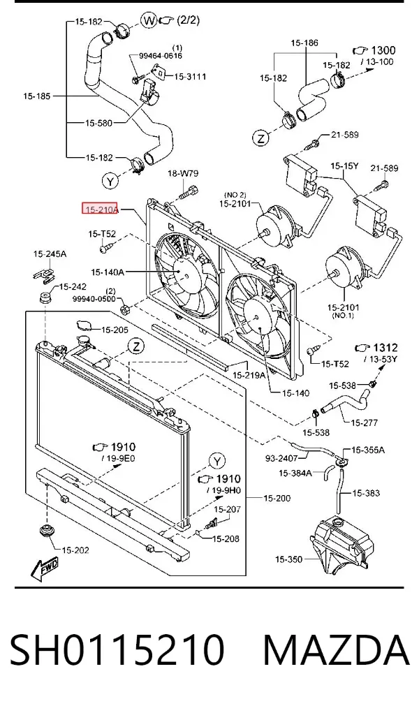 Bastidor radiador SH0115210 Mazda