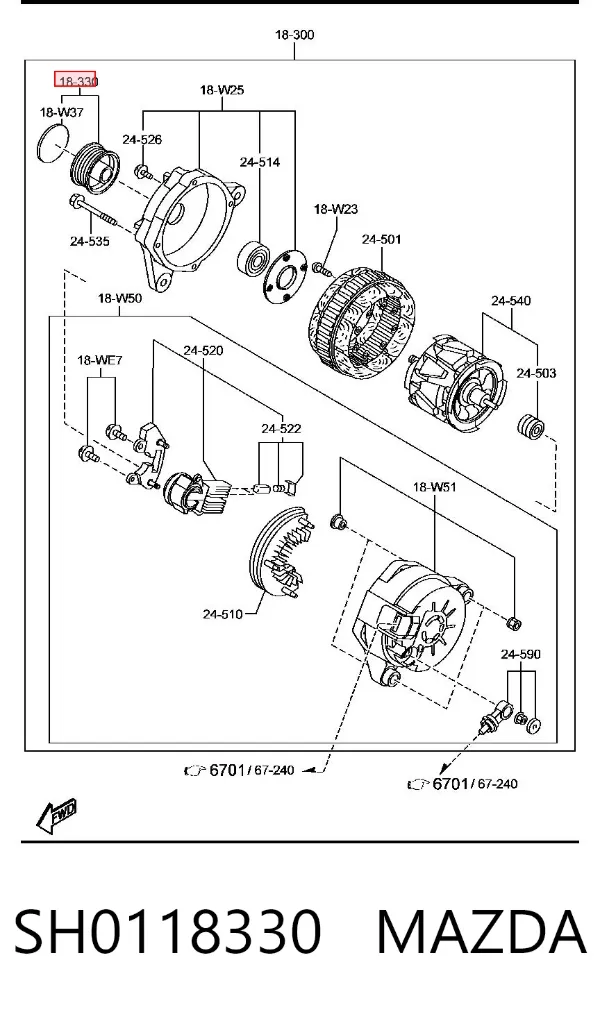 Polea alternador SH0118330 Mazda