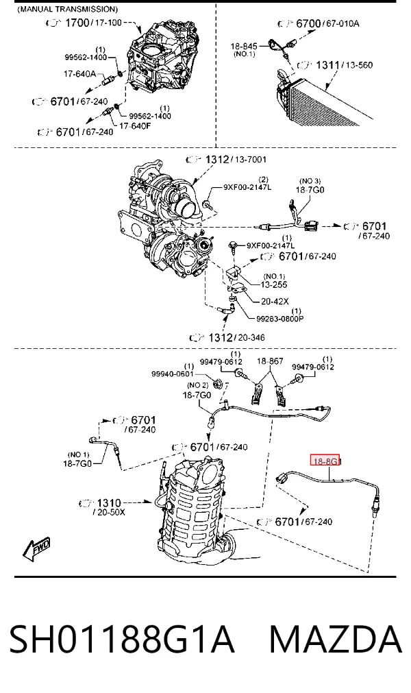 Sonda lambda SH01188G1A Mazda