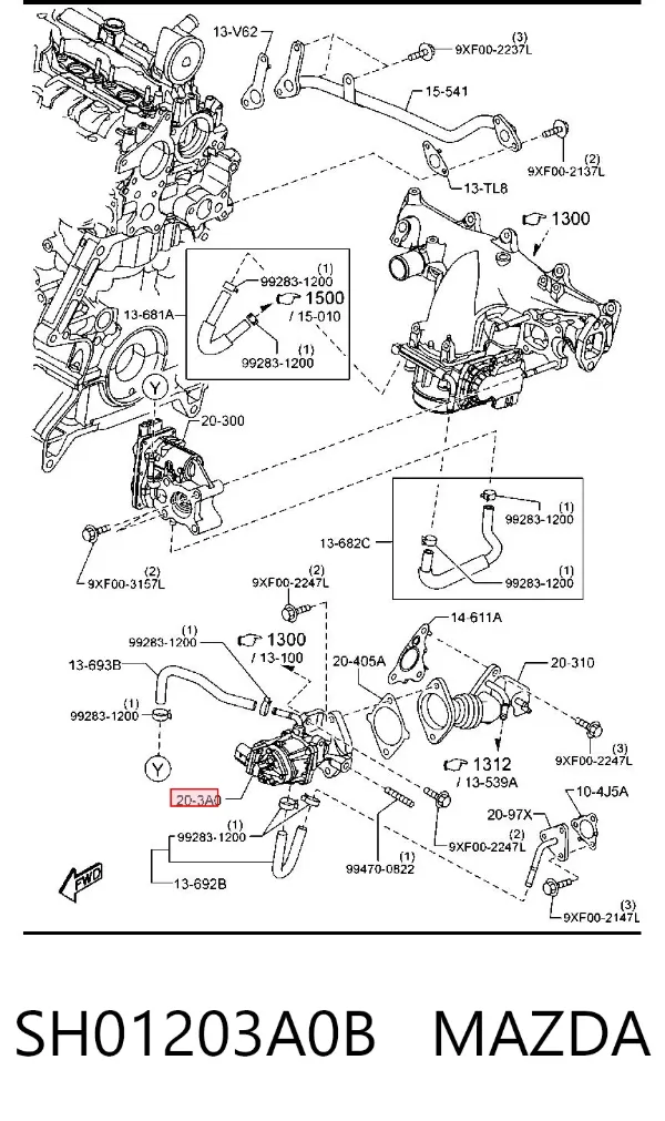 Válvula de derivación EGR SH01203A0B Mazda