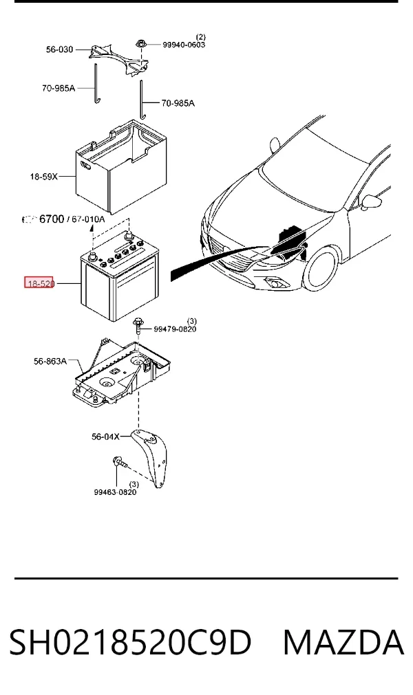 Batería SH0218520C9D Mazda