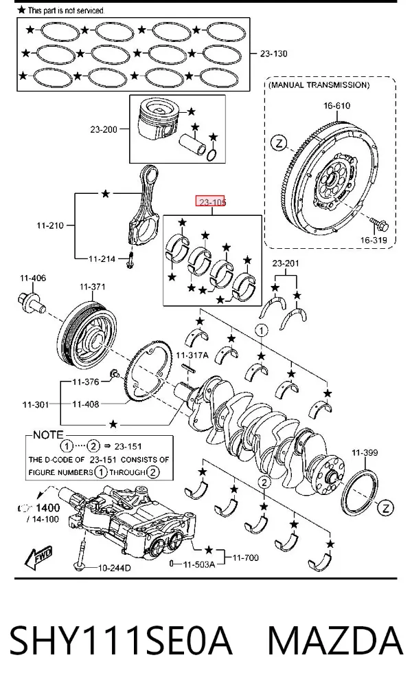Cojinetes de biela SHY111SE0A Mazda