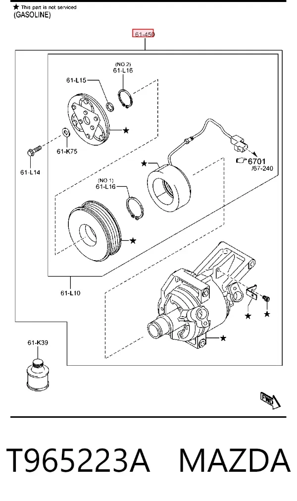Compresor de aire acondicionado T965223A Mazda