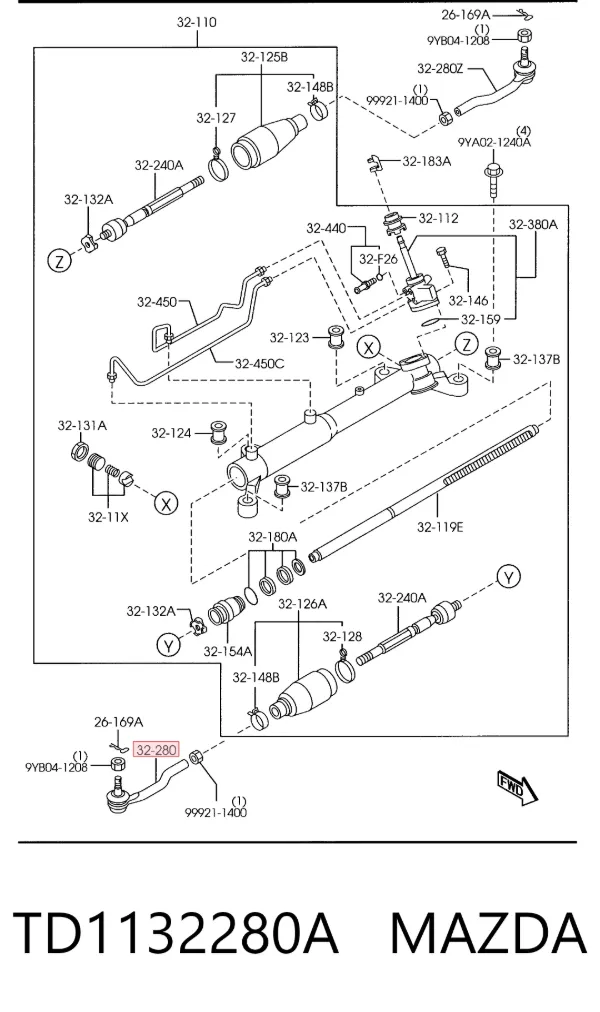 Rótula barra de dirección TD1132280A Mazda