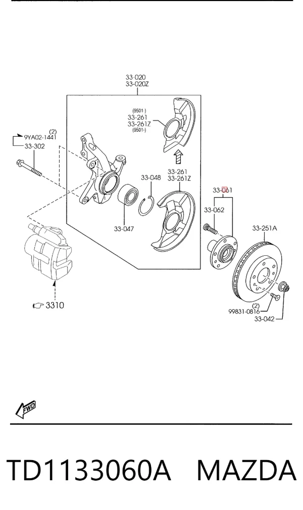 Buje de rueda delantero TD1133060A Mazda