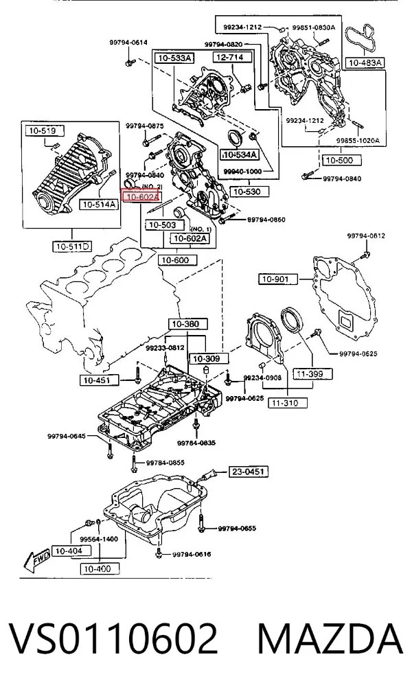 Retén de cigüeñal frontal VS0110602 Mazda