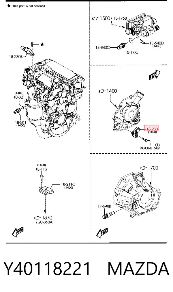 Sensor de cigüeñal Y40118221 Mazda