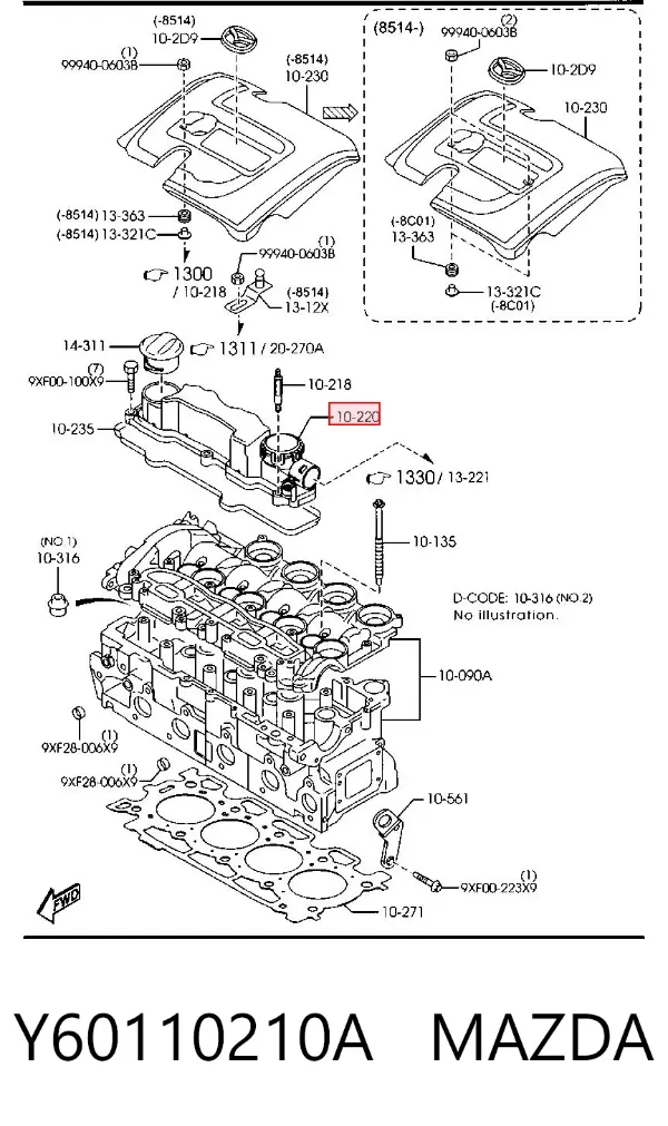 Tapa de balancines Y60110210A Mazda